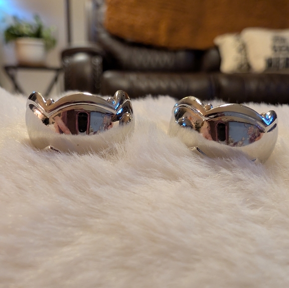 Vintage L.H. Segal California Silver Tone Clip On Statement Earrings - Picture 4 of 5